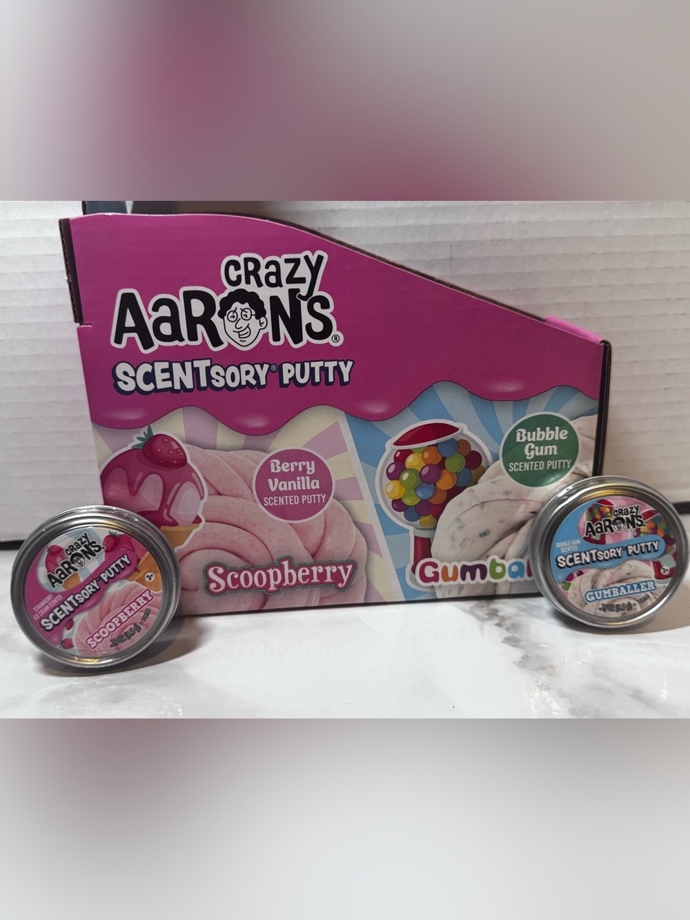 Set of 2 Mini Crazy Aaron’s Scentsory Putty Scoopberry & Gumballer. New/Sealed.